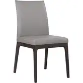Tokyo Dining Chair in Grey Leather & Dark Wood (Set of 2)